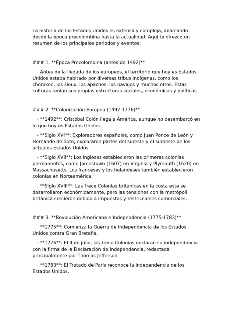Resumen de la Historia de EE. UU. | PDF | Los Estados Unidos | Guerra ...