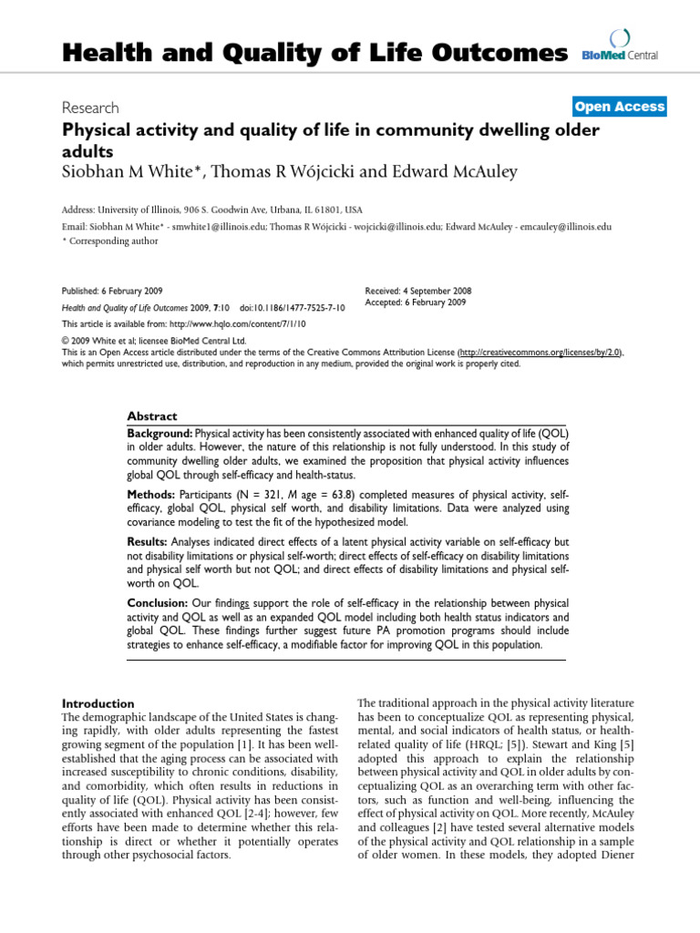Physical Activity and Quality of Life in Community Dwelling Older ...