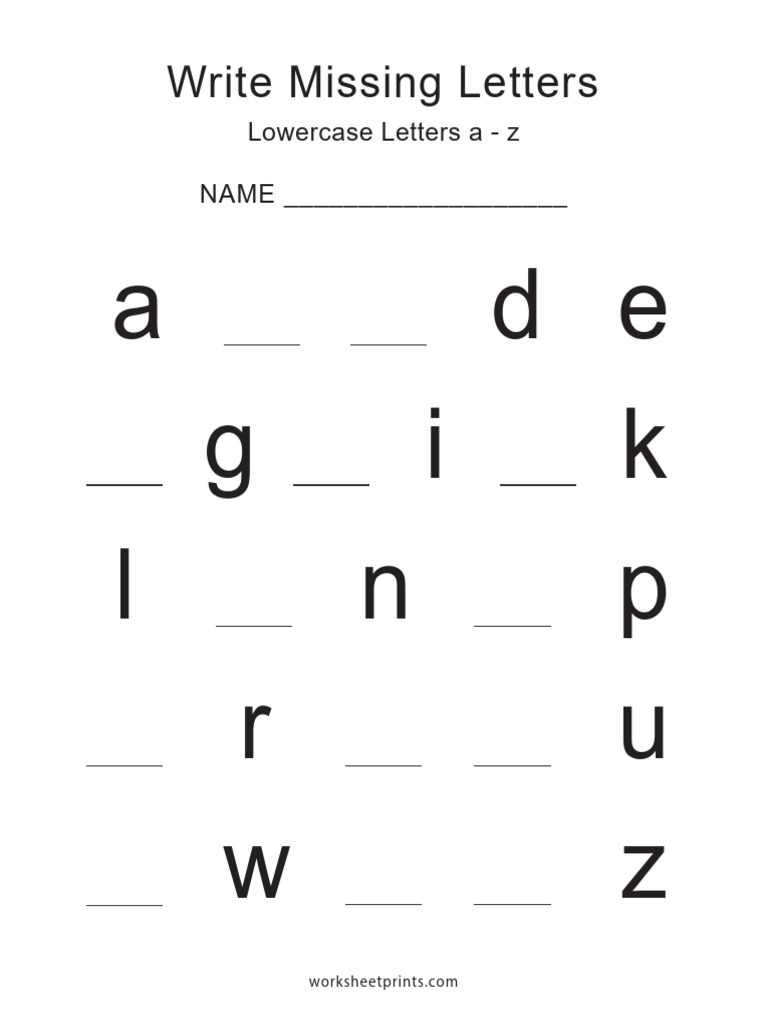 Lowercase Letter Fill-In Worksheet | PDF