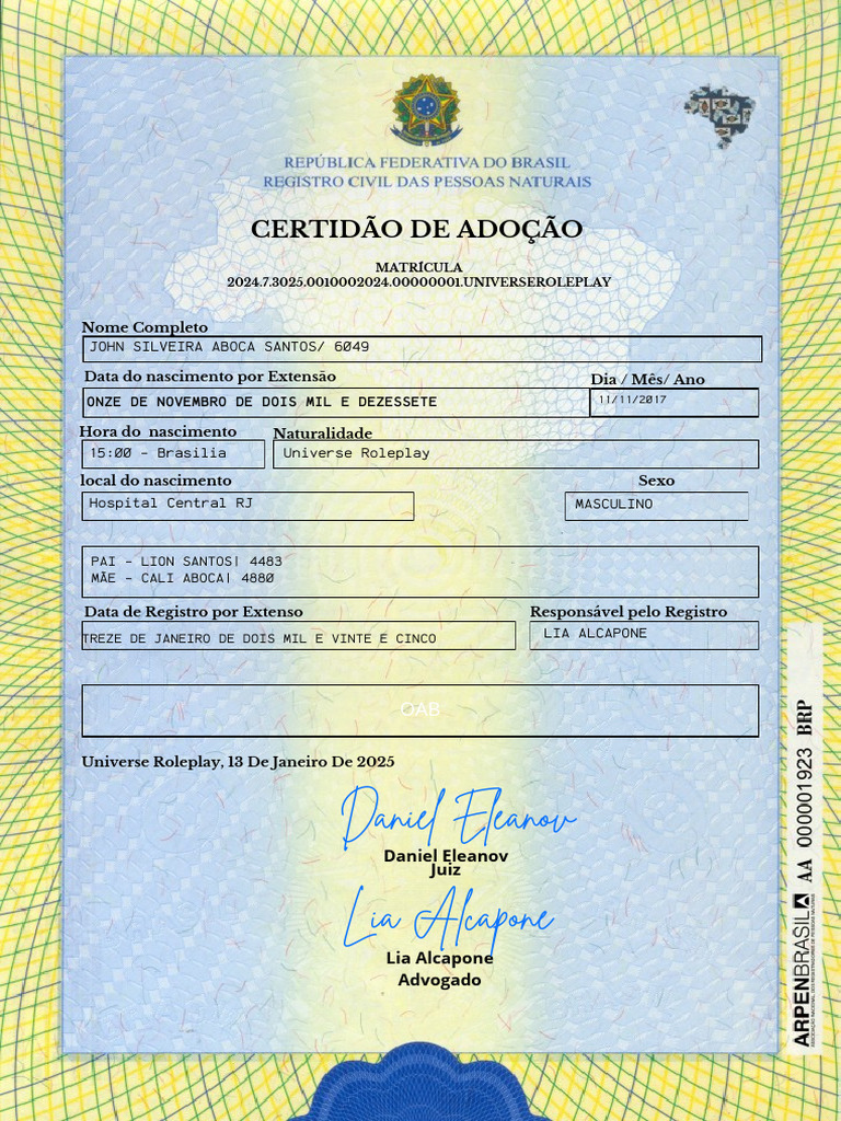 Certidão de Adoção - John Silveira | PDF