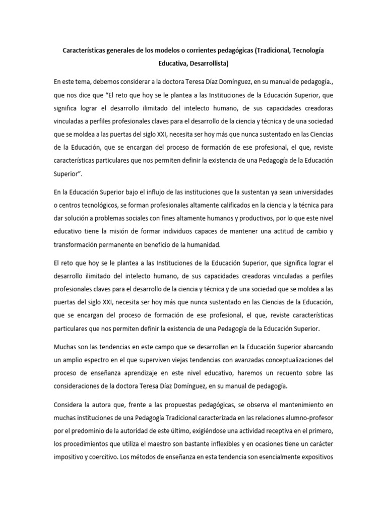 Modelos pedagógicos en educación superior | PDF | Enseñando ...