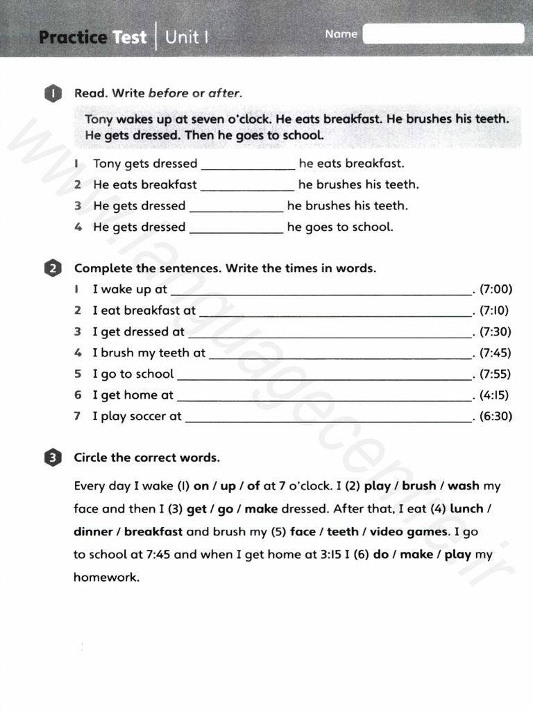 Big English 3 Test Unit 1 (WWW - Languagecentre.ir) | PDF