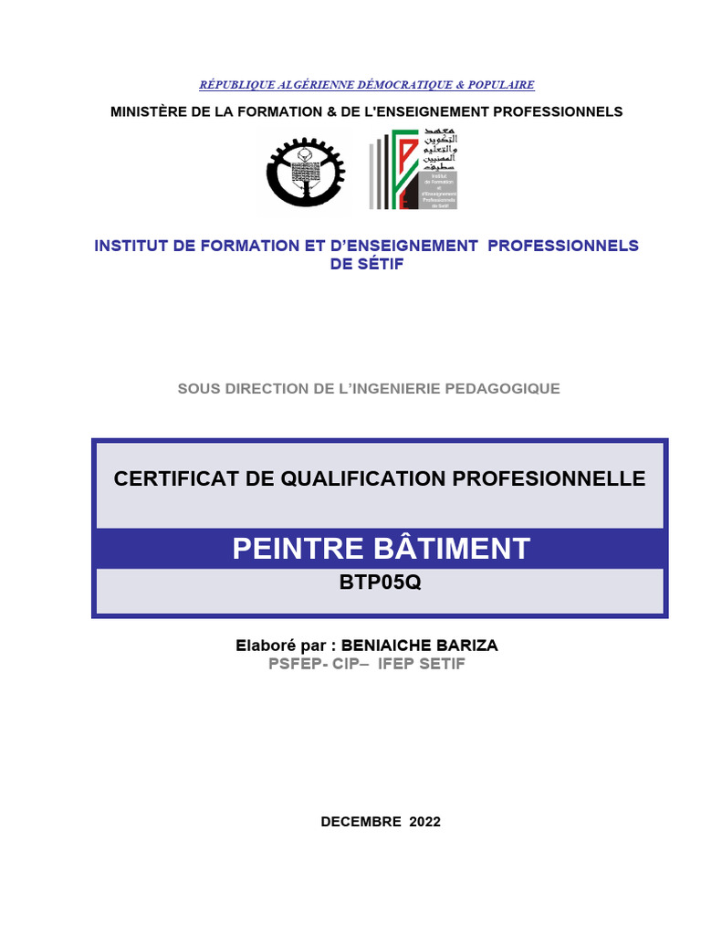 Formation Peintre Bâtiment en Algérie | PDF | Sécurité
