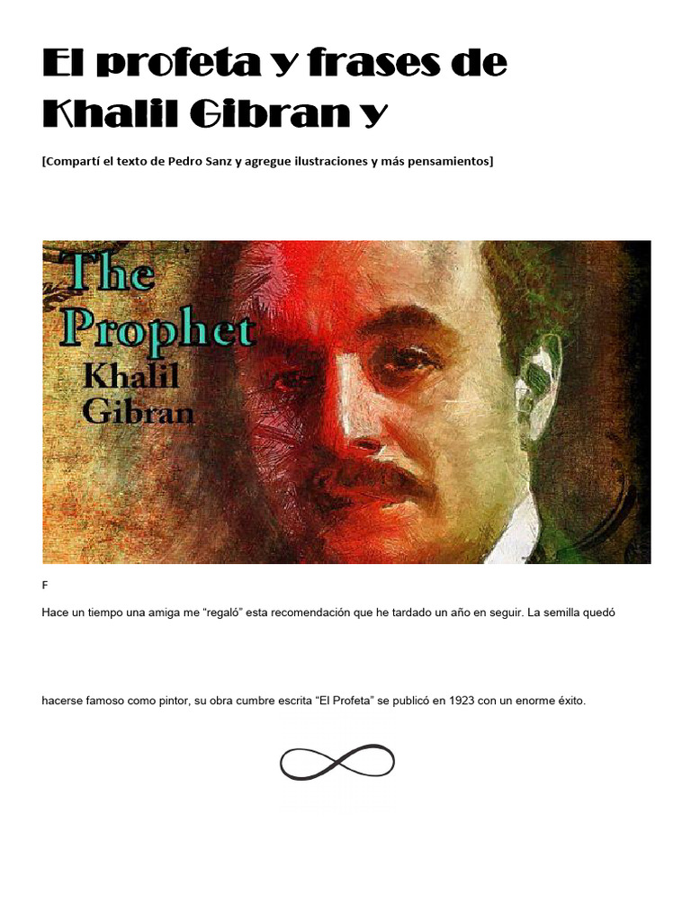 Frases de Khalil Gibran en El Profeta | PDF | Kahlil Gibran | Amor
