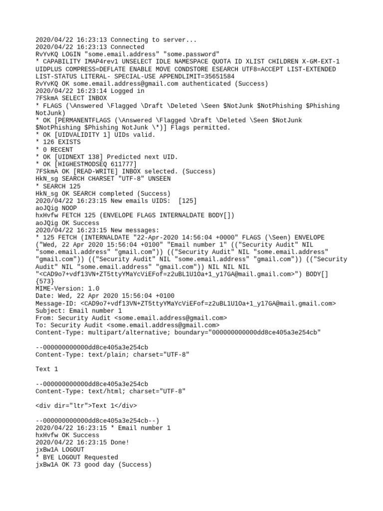 Email Server Connection Log Details | PDF