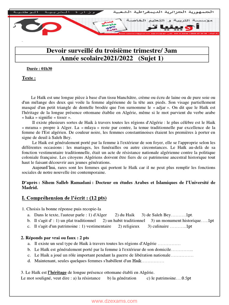 Le Haïk : Patrimoine Algérien | PDF