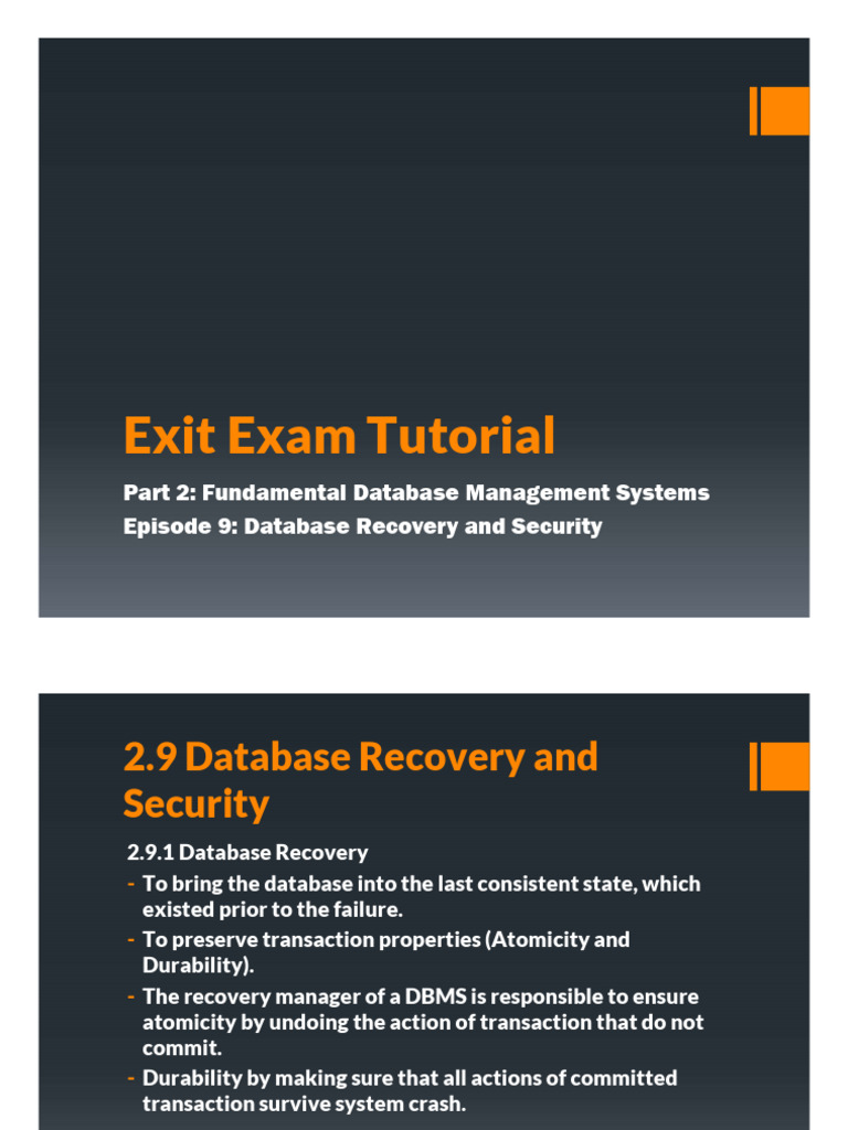 Database Recovery and Security Overview | PDF | Database Transaction ...