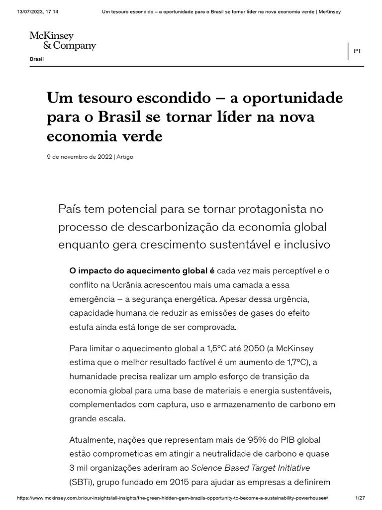 Brasil: Líder na Economia Verde | PDF | Economia de baixo carbono ...