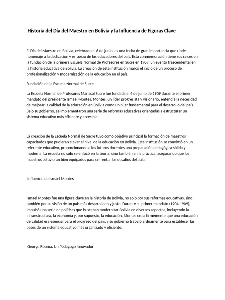 Historia del Día del Maestro en Bolivia | PDF | Bolivia | Pedagogía