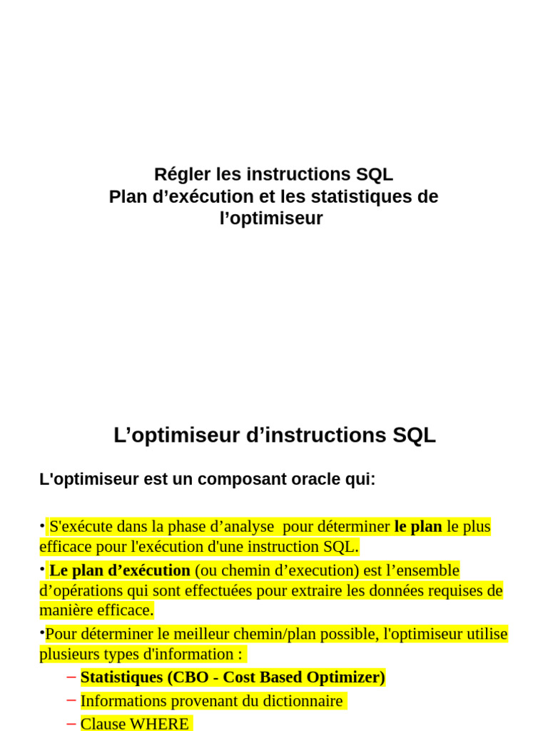 Optimisation des instructions SQL Oracle | PDF | SQL | Base de données ...