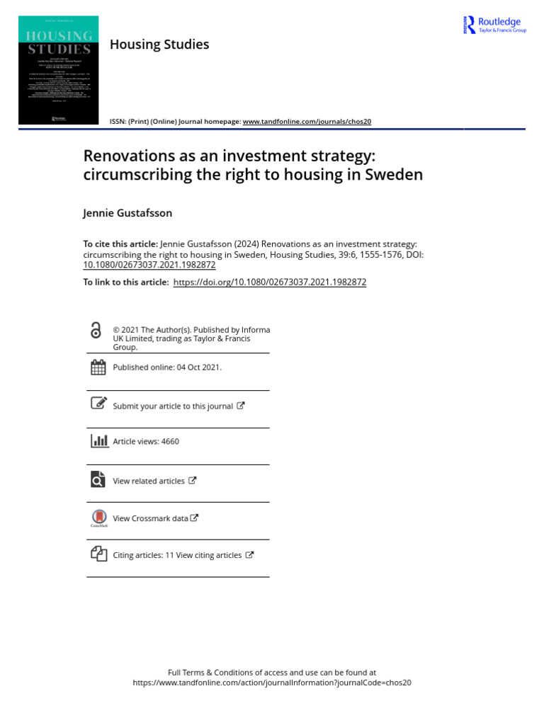 Renovations As An Investment Strategy Circumscribing The Right To ... - Sweden Apartment Renovation Equipment Needed