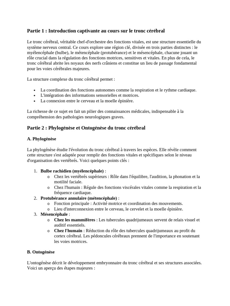 Exploration du Tronc Cérébral | PDF | Cerveau | Tronc cérébral