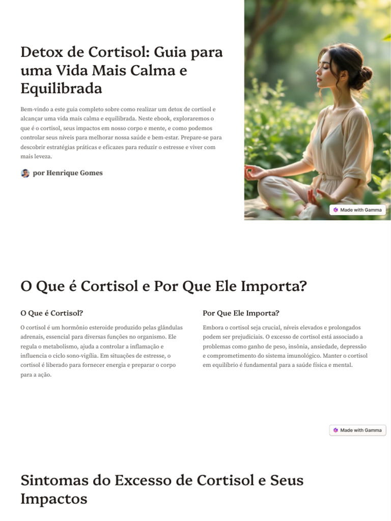 Detox de Cortisol: Guia Prático para Equilíbrio | PDF | Cortisol ...