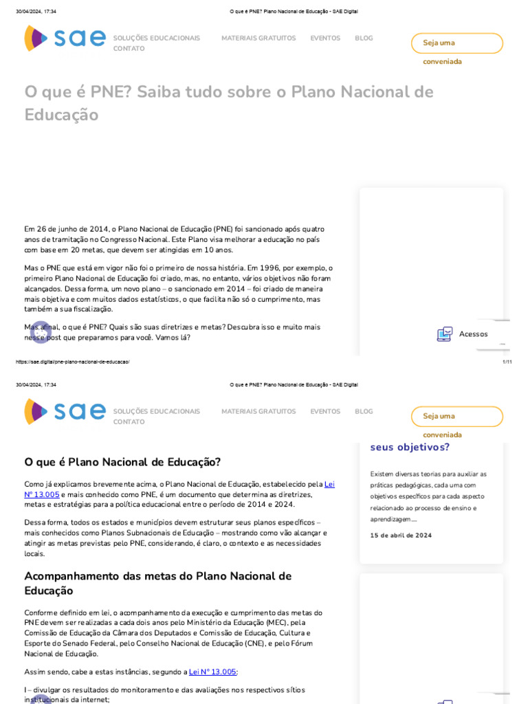 O que é o Plano Nacional de Educação? | PDF | Pré-escola | Alfabetização