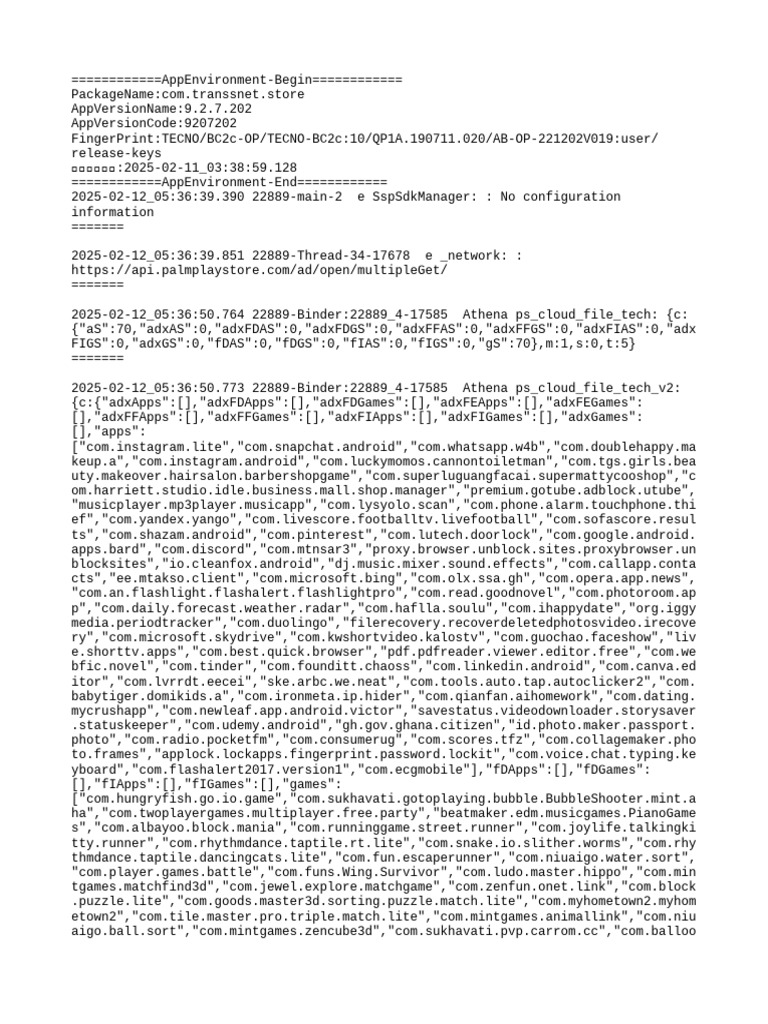 App Environment and Network Logs | PDF