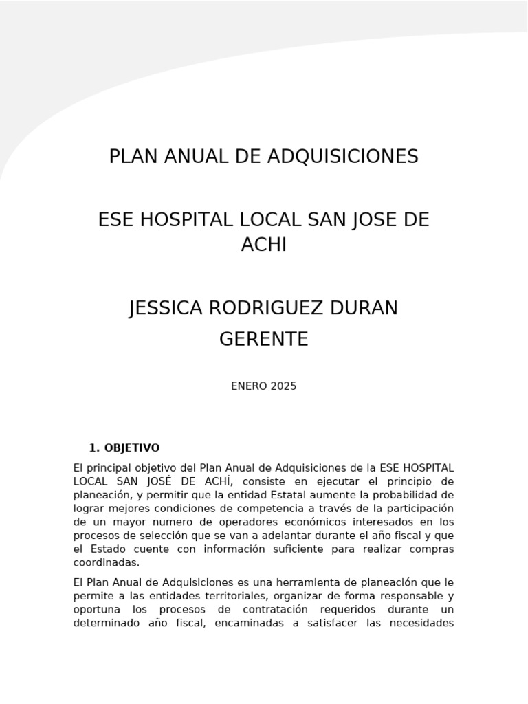 Plan Anual de Adquisiciones 2025 | PDF | Presupuesto | Planificación