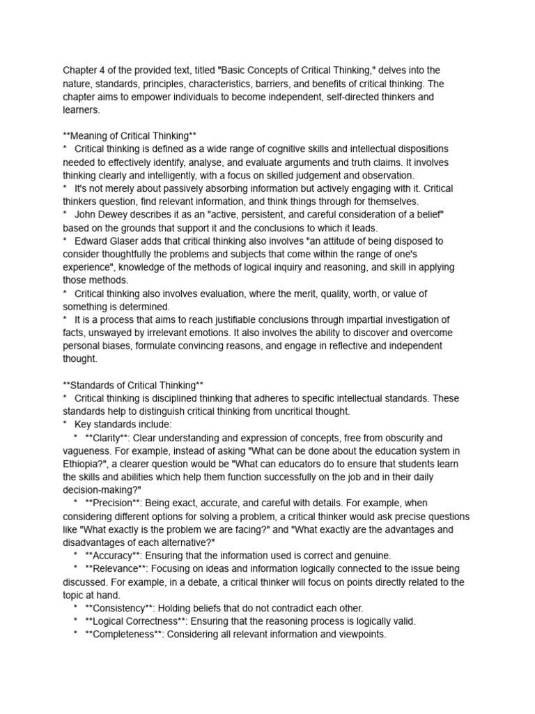 Logic Chapter 4 Abeni | PDF | Critical Thinking | Thought