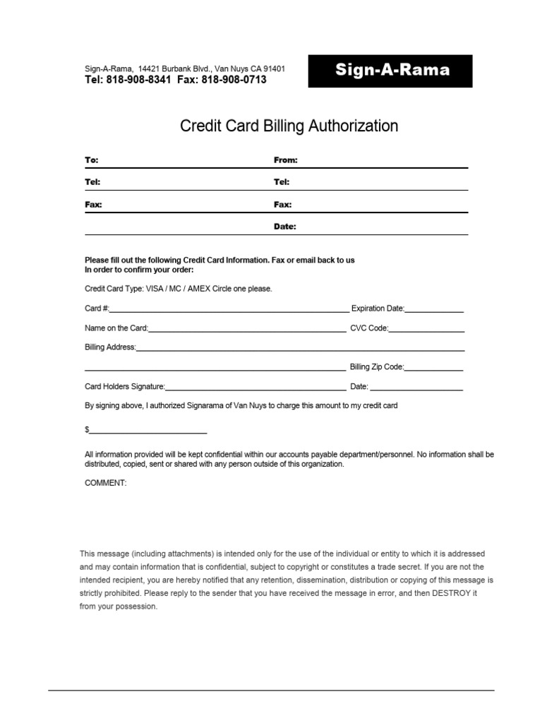 CC Billing Authorization | PDF