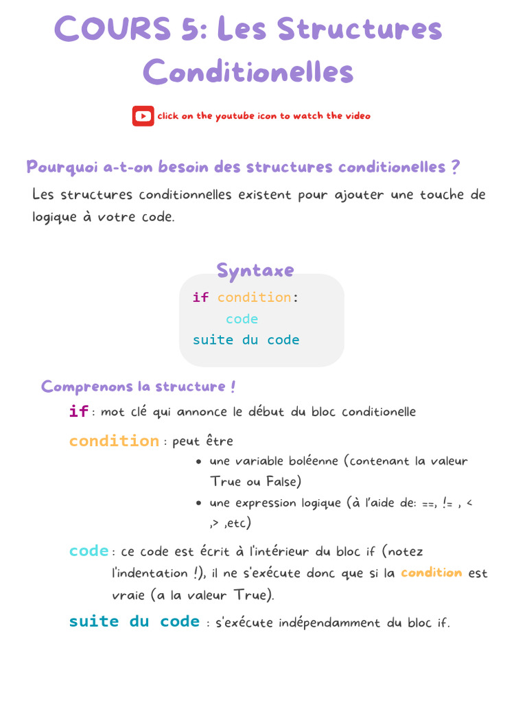 Structures conditionnelles en Python | PDF | Programmation informatique ...