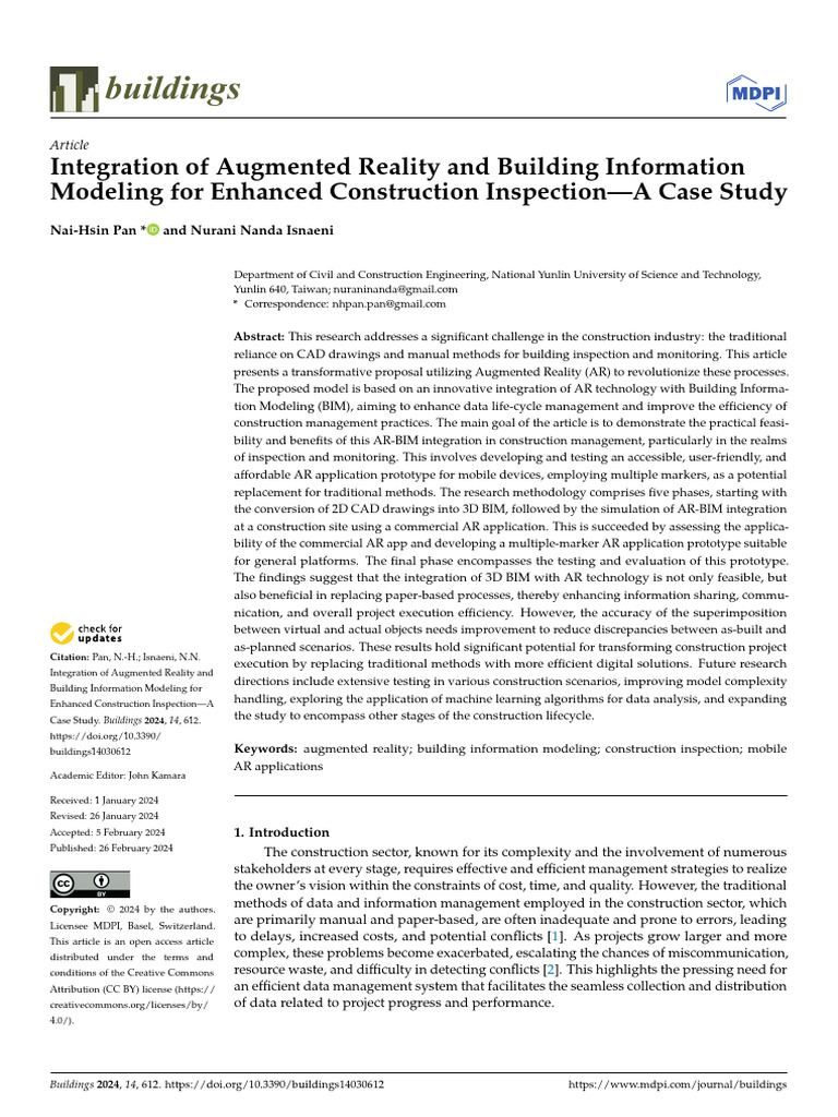 AR-BIM Integration for Construction Inspection | PDF | Augmented ...