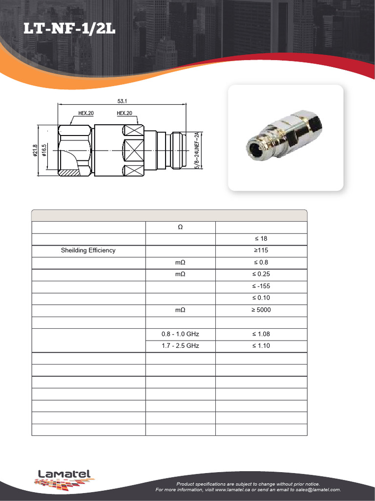 LT-NF-1/2L Connector Specifications | PDF