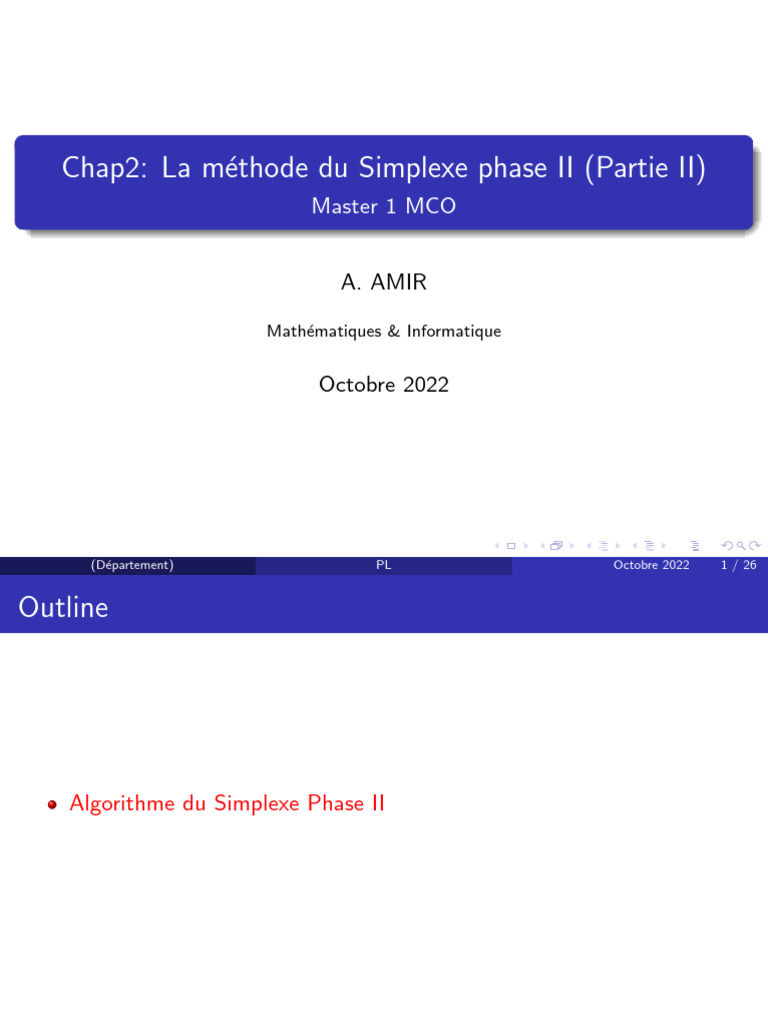 Algorithme du Simplexe Phase II expliqué | PDF | Optimisation linéaire ...