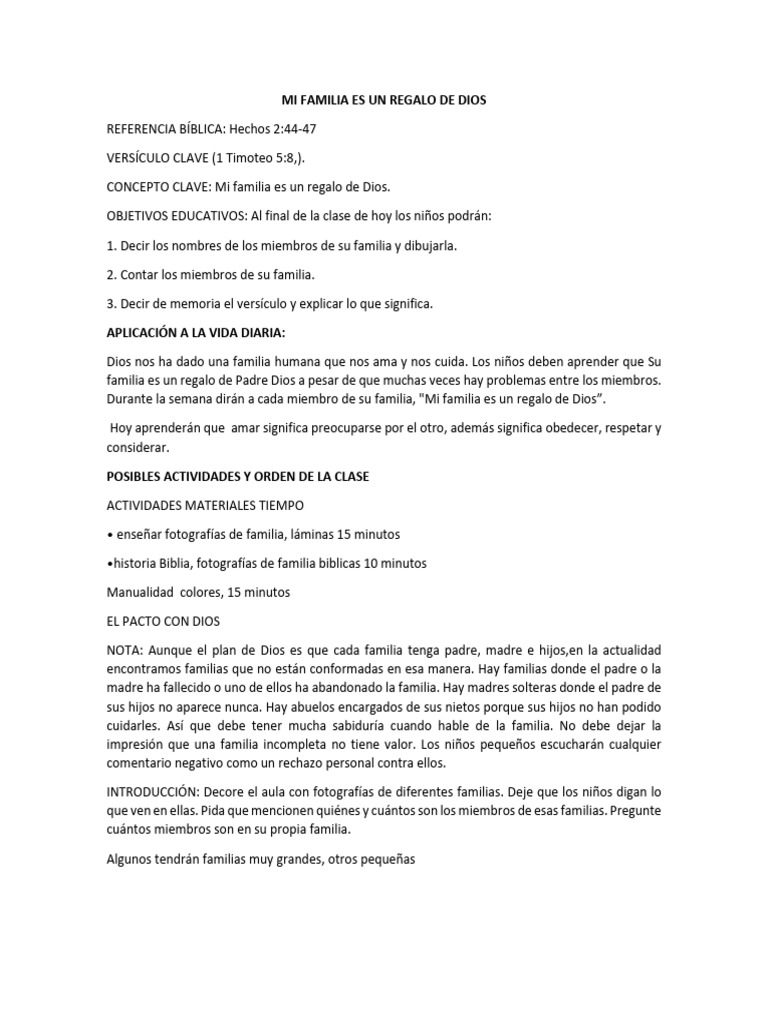 MI FAMILIA ES UN REGALO DE DIOS | PDF