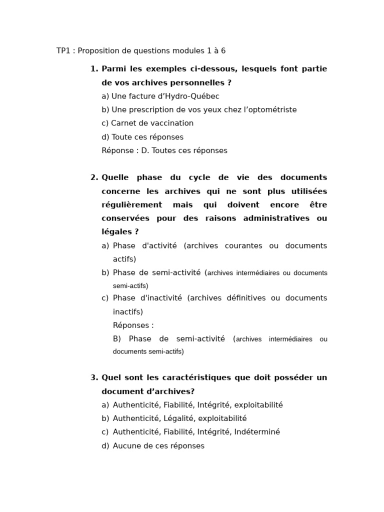 Questions sur les archives et leur gestion | PDF | Archives