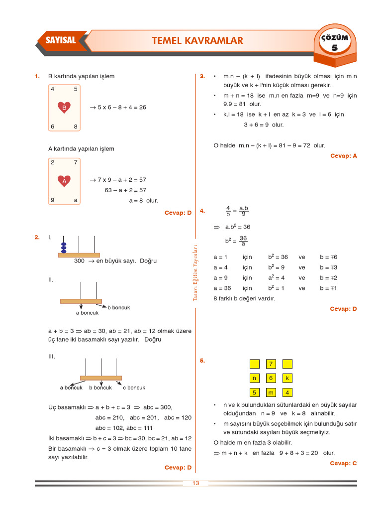 Temel Kavramlar Test-5 | PDF