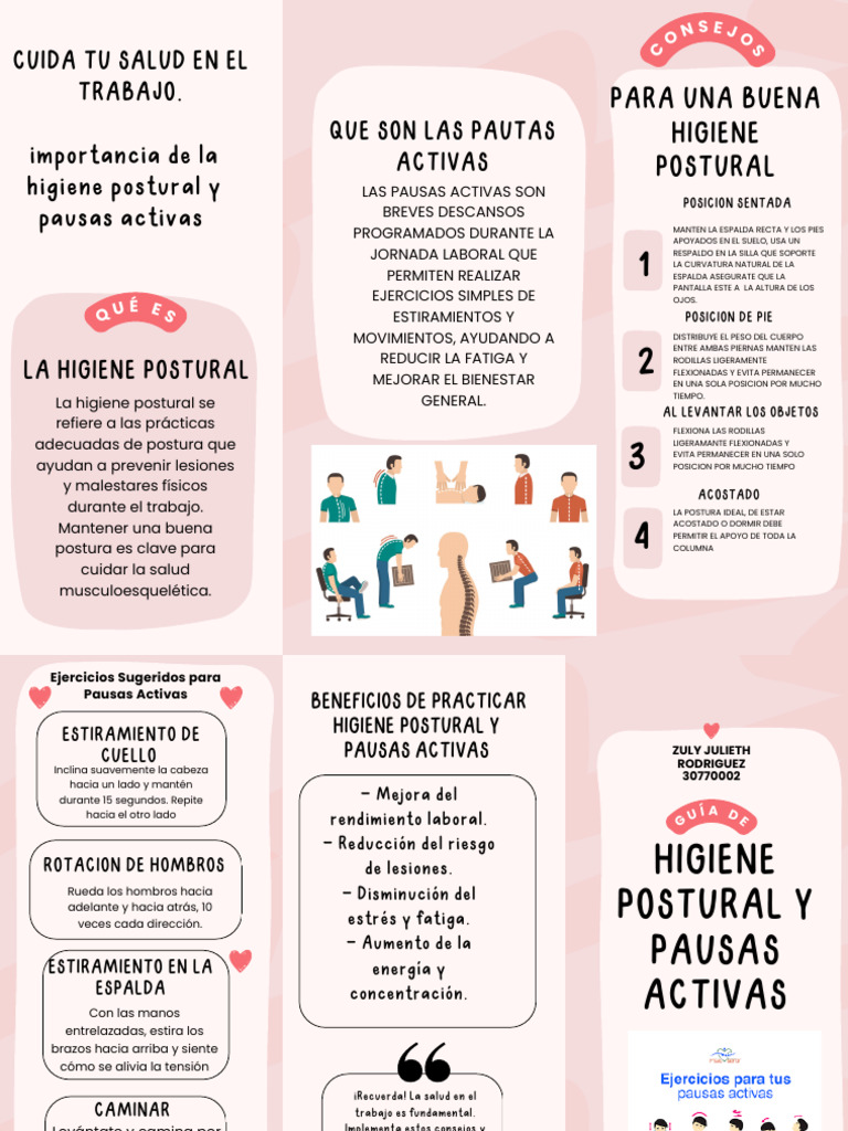Higiene Postural y Pausas Activas | PDF | Higiene | Dolor lumbar