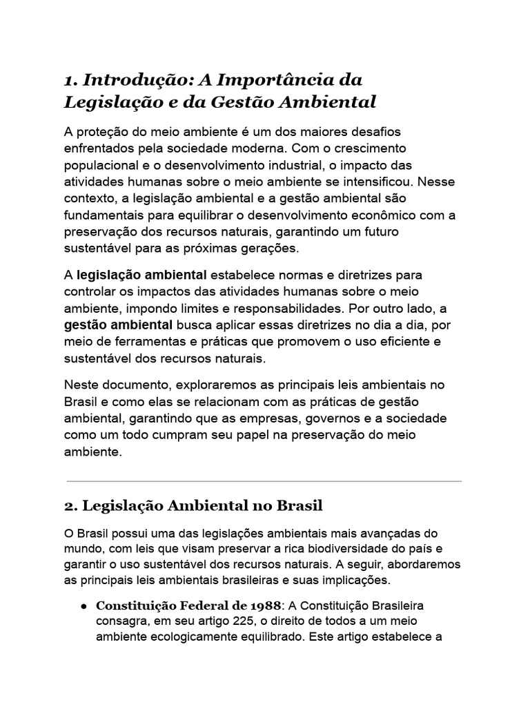 Legislação e Gestão Ambiental no Brasil | PDF | Gestão de recursos ...