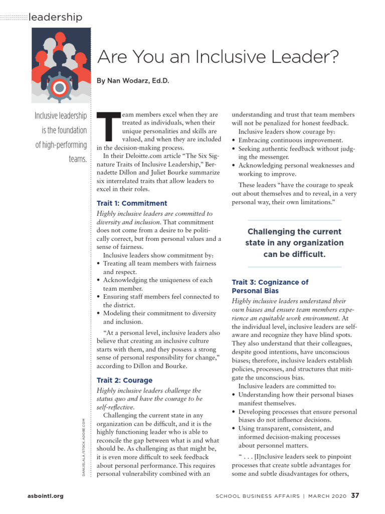 Traits of Effective Inclusive Leaders | PDF | Leadership | Psychology
