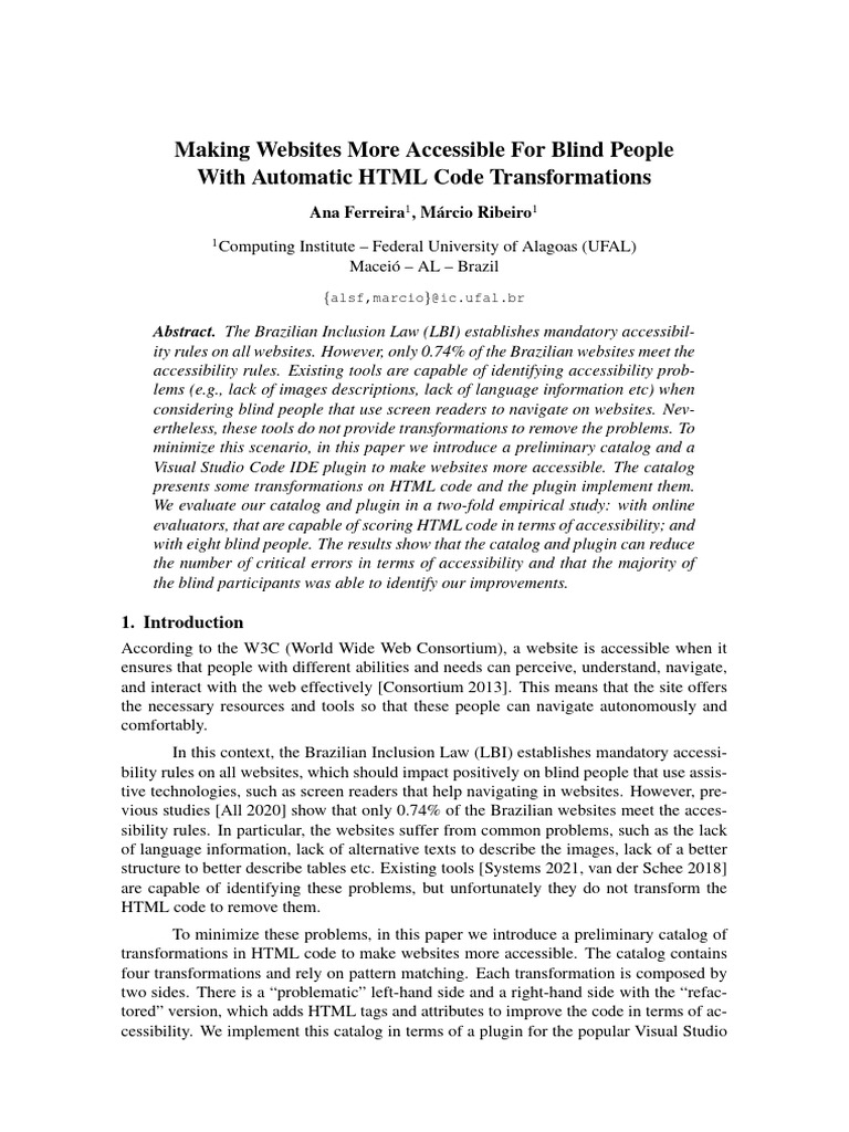 Enhancing Website Accessibility for the Blind | PDF | Html | Html Element