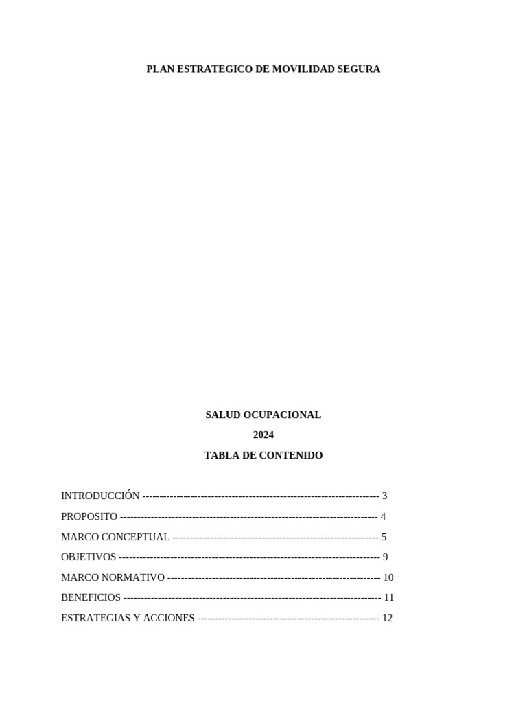 Plan Estratégico de Seguridad Vial 2024 | PDF | Seguridad vial ...