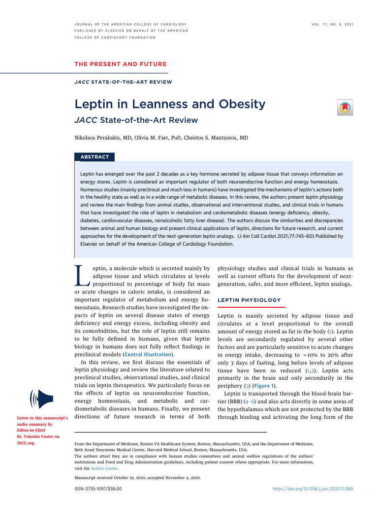 Leptin's Role in Obesity and Metabolism | PDF | Leptin | Adipose Tissue