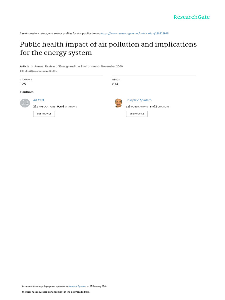 Public Health Impact of Air Pollution and Implicat | PDF | Particulates ...