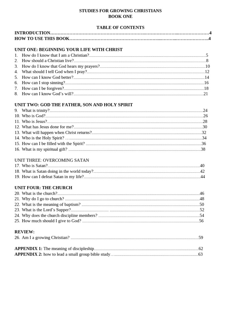 Studies For Growing Christians (Book One) | PDF | Born Again | Jesus
