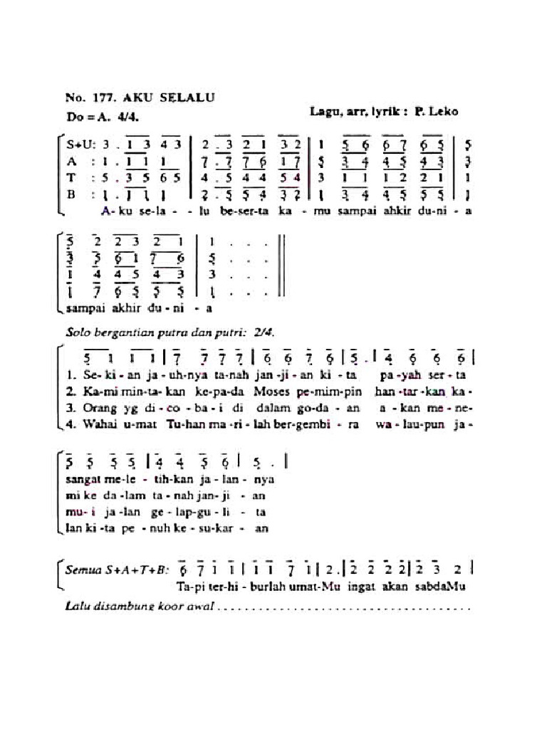 Lagu Koor Penutup Aku Selalu | PDF