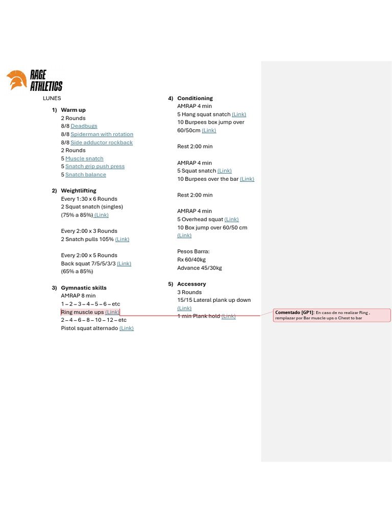 Weekly CrossFit Training Plan | PDF | Weight Training | Physical Exercise