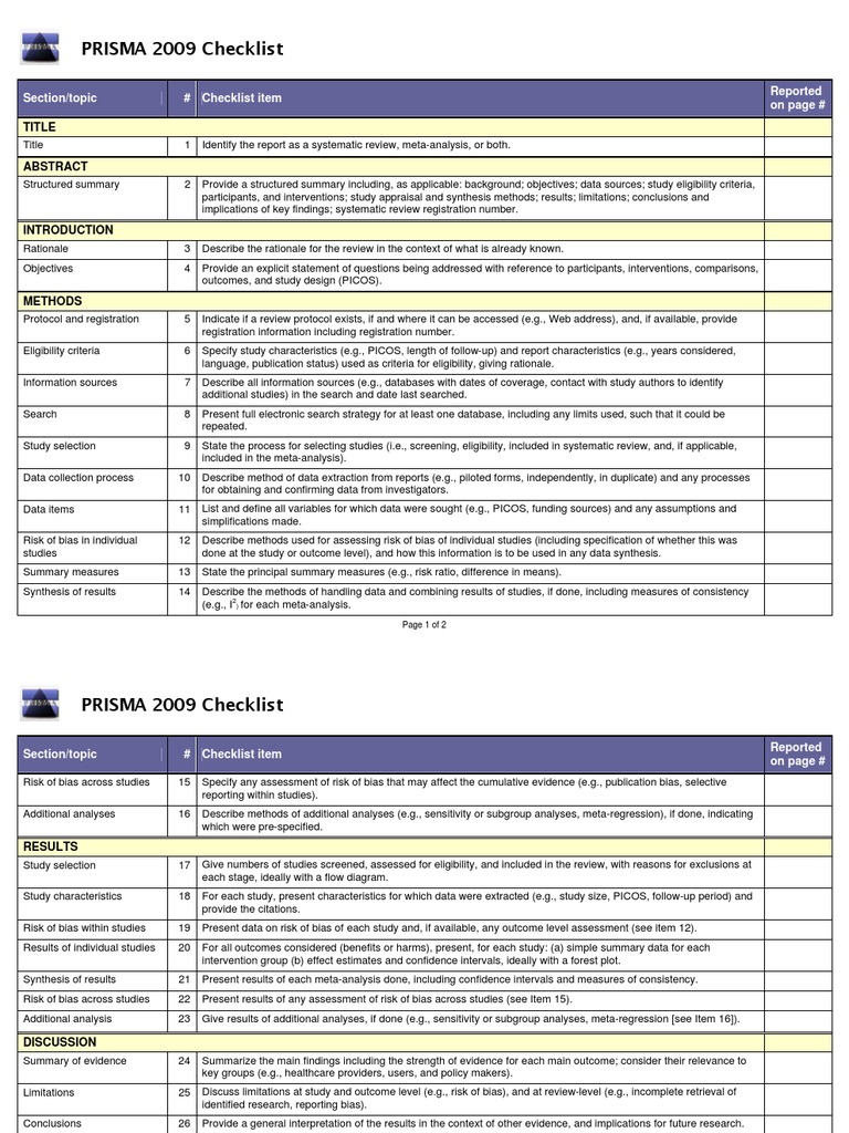 PRISMA 2009 Checklist Overview | PDF | Meta Analysis | Systematic Review