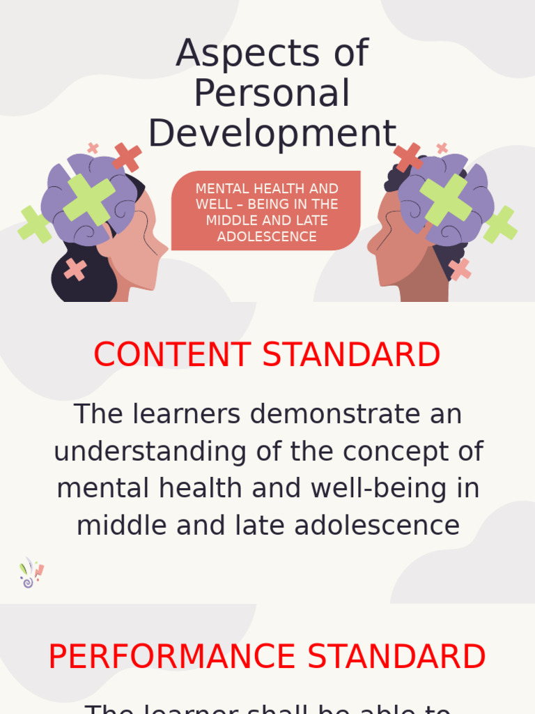 Perdev - Q2 - Lesson1 - Mental Health and Well Being in The Middle and ...
