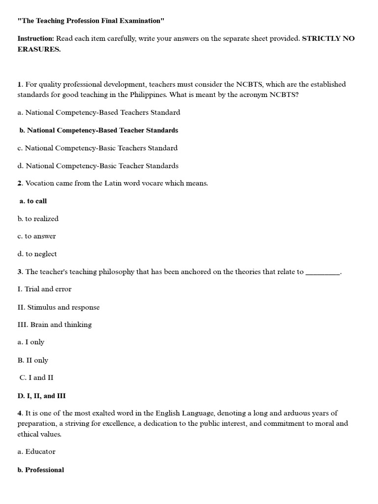 Teaching Profession Exam Guide | PDF | Teachers | Learning