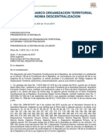 CODIGO ORGANICO DE ORGANIZACION TERRITORIAL, AUTONOMIA Y DESENTRALIZACION