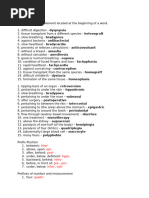 Medical Terminology - PREFIXES (CH 3) - 1 | PDF