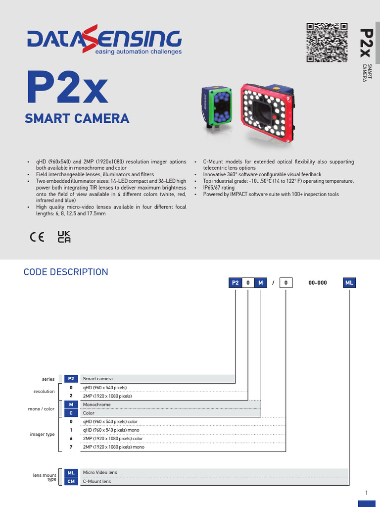 P2x Smart Camera Specifications | PDF | Camera Lens | Pixel