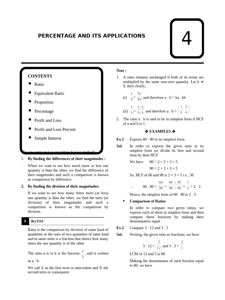 Ratios and Percentages Explained | PDF | Ratio | Percentage
