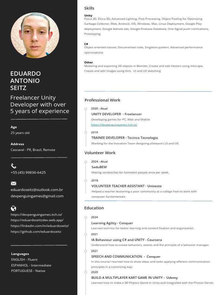 Unity Developer Profile and Skills | PDF | Unity (Game Engine) | 3 D ...