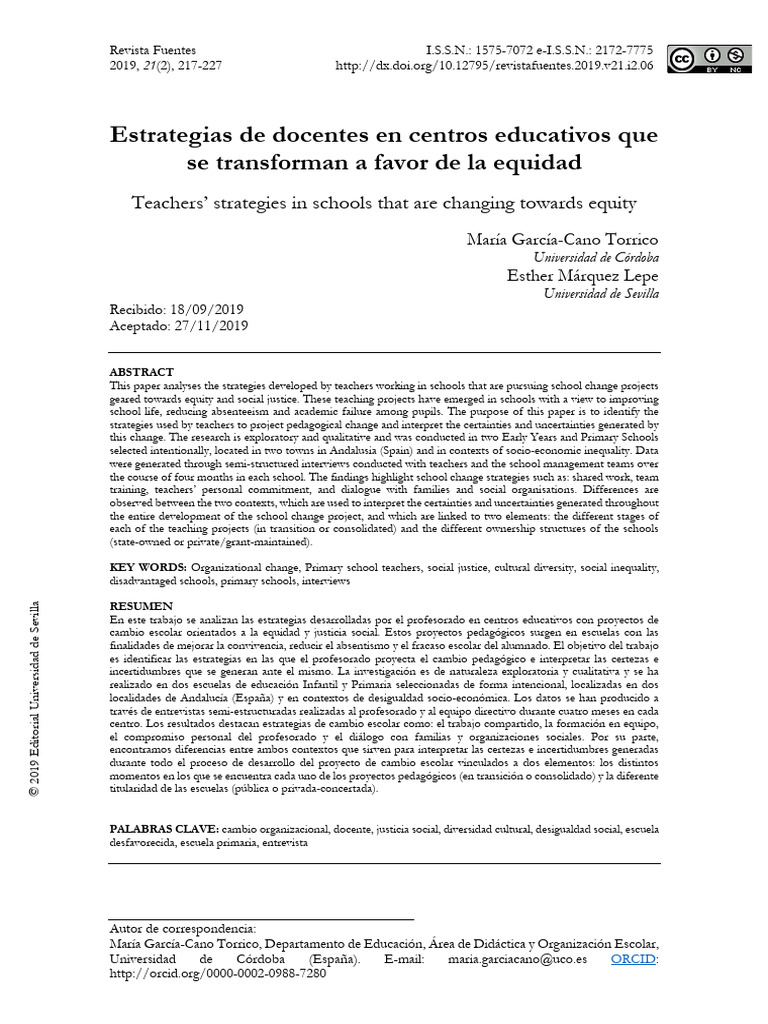 Estrategias docentes para la equidad escolar | PDF | Maestros | Plan de ...