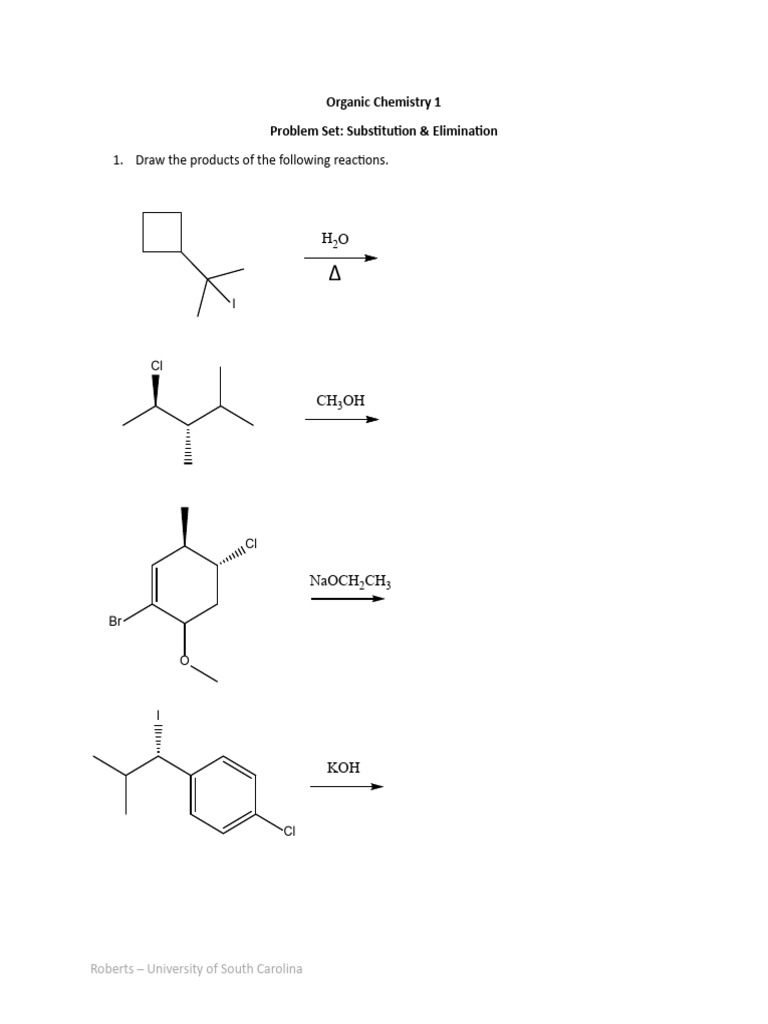 Organic Chemistry Substitution & Elimination Problems | PDF