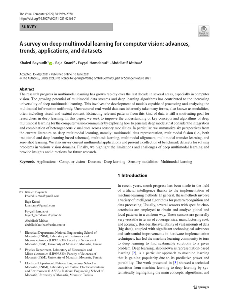 Survey on Deep Multimodal Learning | PDF | Deep Learning | Support ...